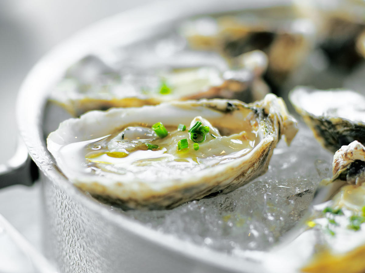 A platter of Shigoku oysters