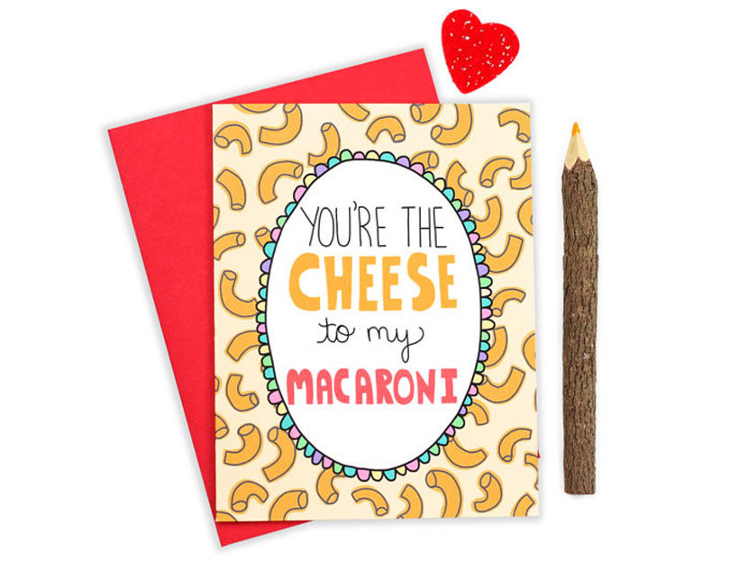 Mac and cheese Valentine's card