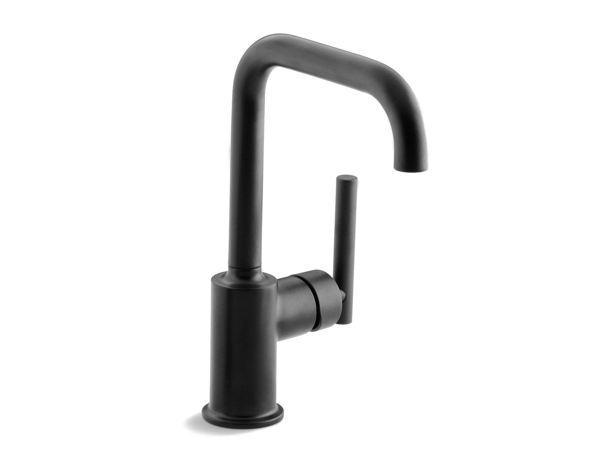 Kohler Purist single-hole sink faucet with 6-in. spout in matte black