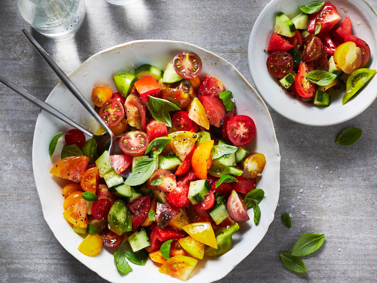 Tomato Cucumber and Basil Salad