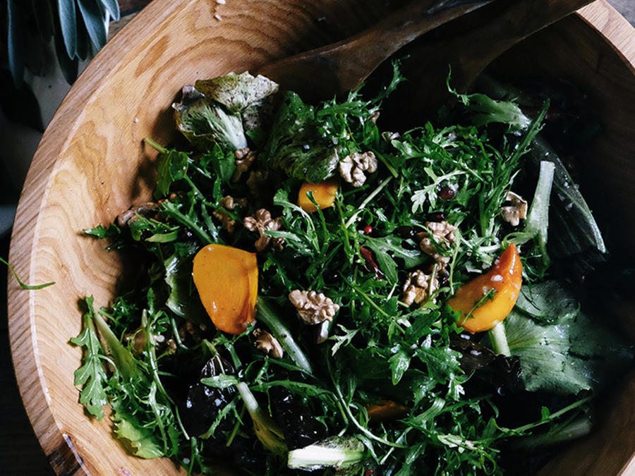 Chicory Salad Persimmons Pomegranates Walnuts Recipe