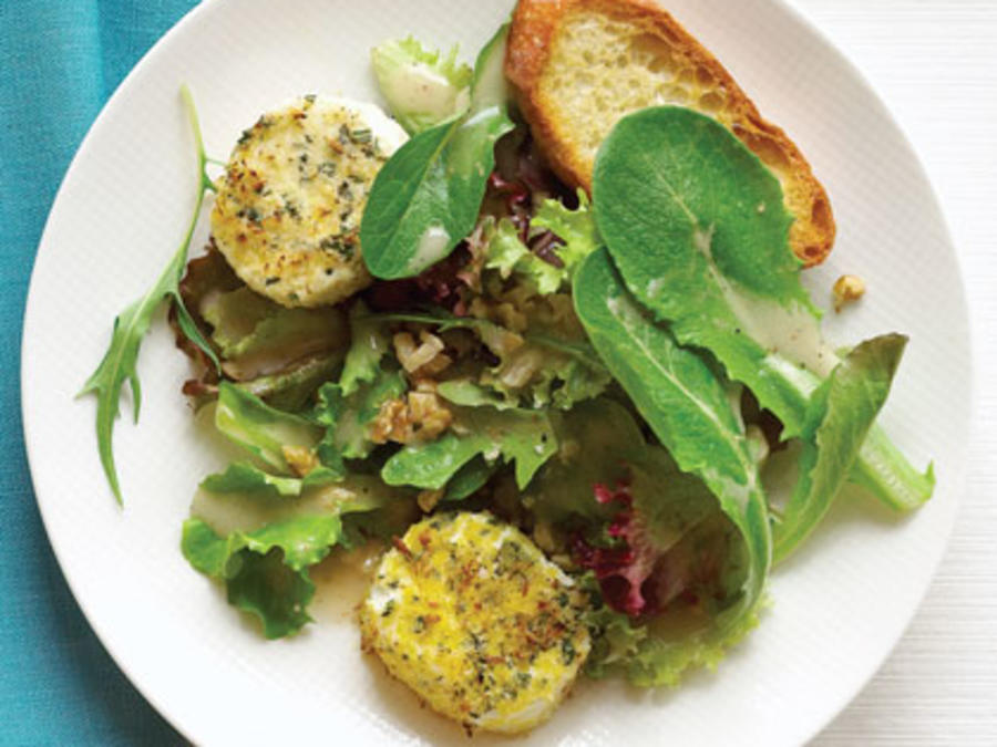 Baked Goat Cheese with Spring Lettuce Salad Recipe Sunset Magazine