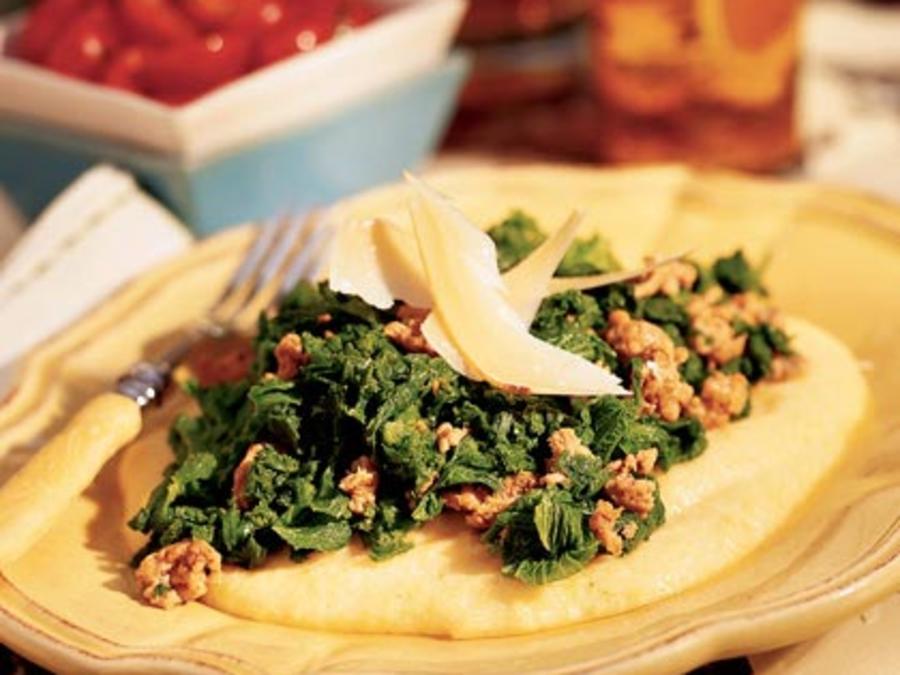 Polenta with Sausage and Greens Recipe Sunset Magazine