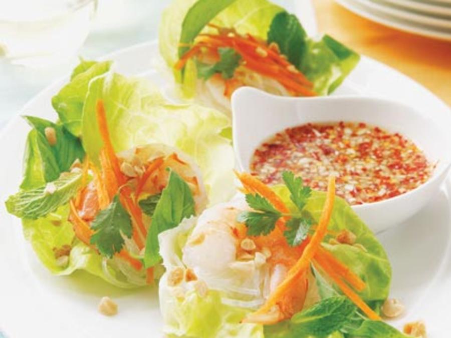 Vietnamese Shrimp Lettuce Wraps & Spicy Lime Dipping Sauce Recipe