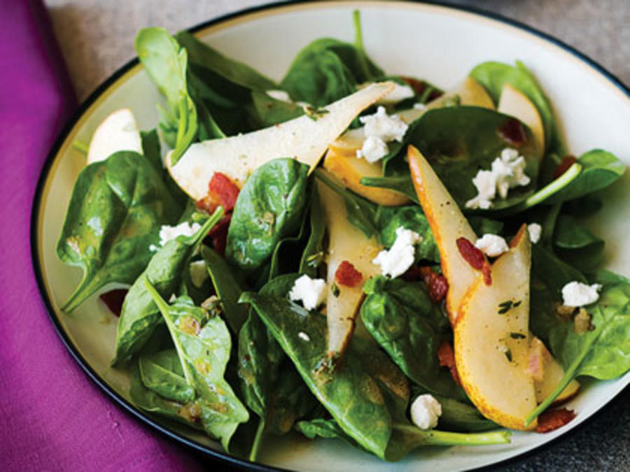 Spinach, Pear, and Pancetta Salad Recipe - Sunset Magazine