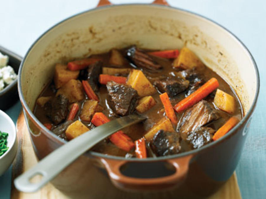 Smoky Beef Stew with Blue Cheese and Chives Recipe - Sunset Magazine