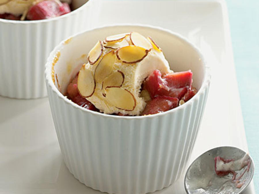 Rhubarb Compote With Toasted Almond Ice Cream Balls Recipe