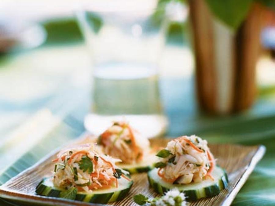 Crab Salad on Cucumber Rounds Recipe Sunset Magazine
