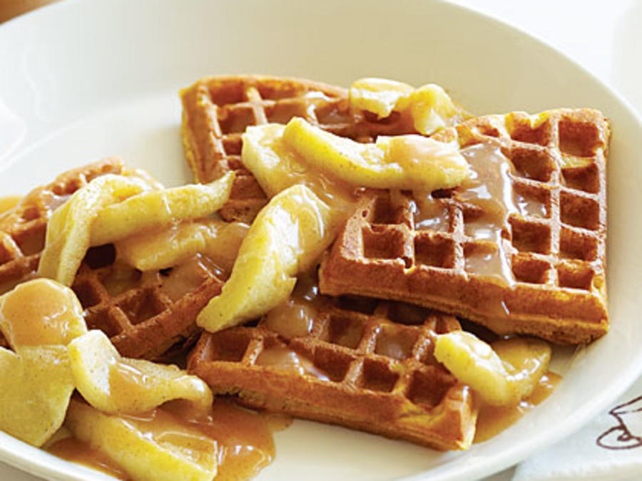 Buttermilk Pumpkin Waffles & Apples & Apple Cider Syrup Recipe Sunset