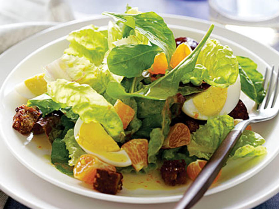 Red Butterhead Lettuce Arugula Salad Tangerines Hard Cooked Eggs Recipe Sunset Magazine
