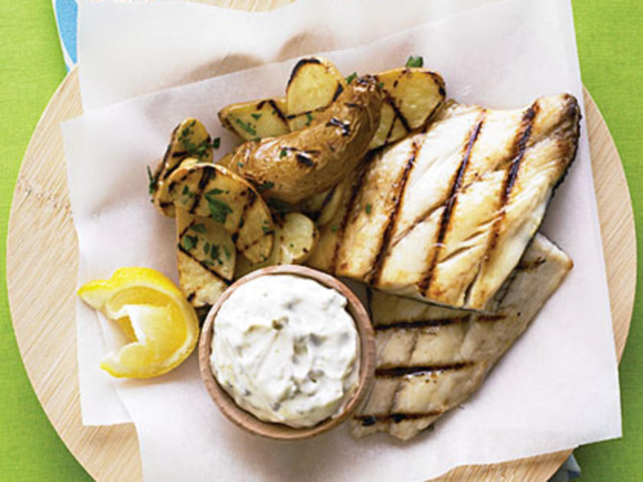 Grilled Fish and "Chips" Recipe - Sunset Magazine