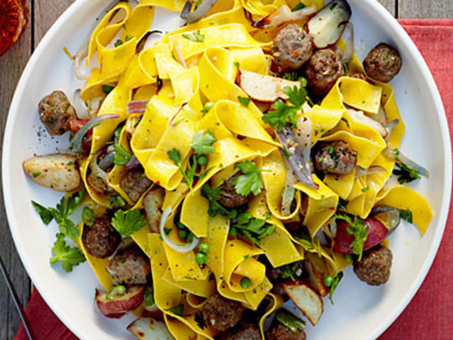 Roasted Vegetable and Mini Meatball Pappardelle Recipe - Sunset Magazine