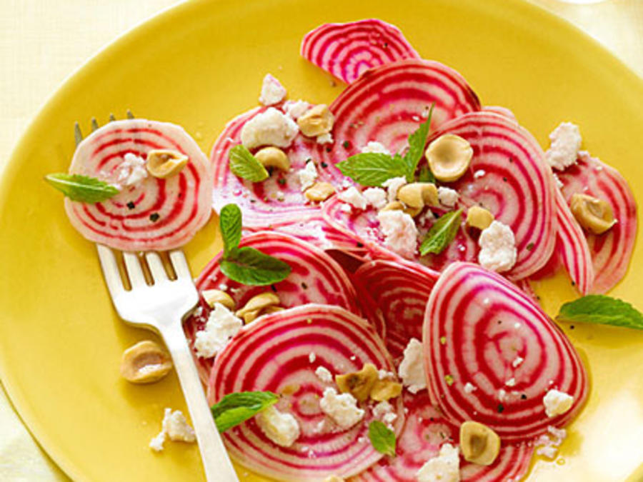 Chioggia Beet Salad with Ricotta Salata & Hazelnuts Recipe Sunset