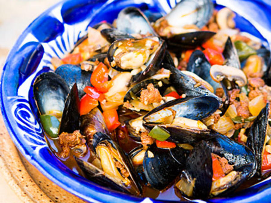 Mexican Mussels with Sausage, Mushrooms, & Chiles Recipe Sunset Magazine