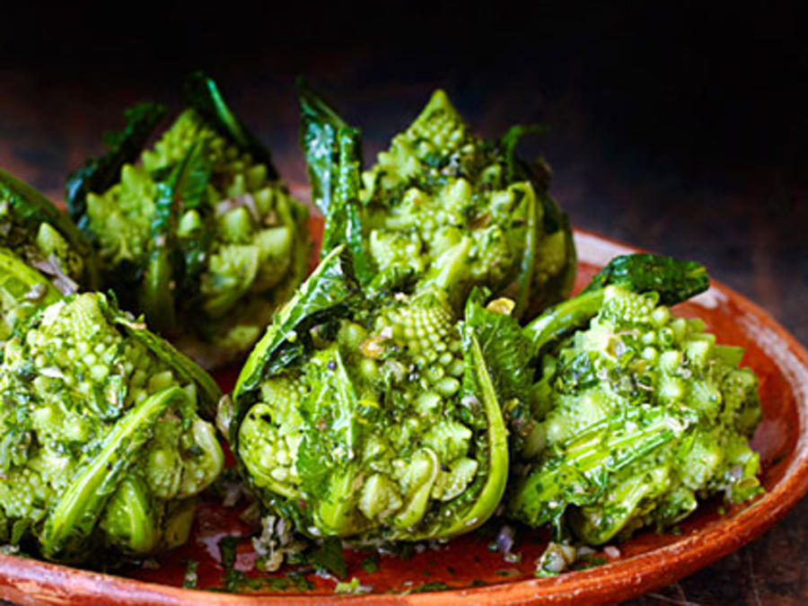 Broccoli Romanesco with Green Herb Sauce Recipe Sunset Magazine