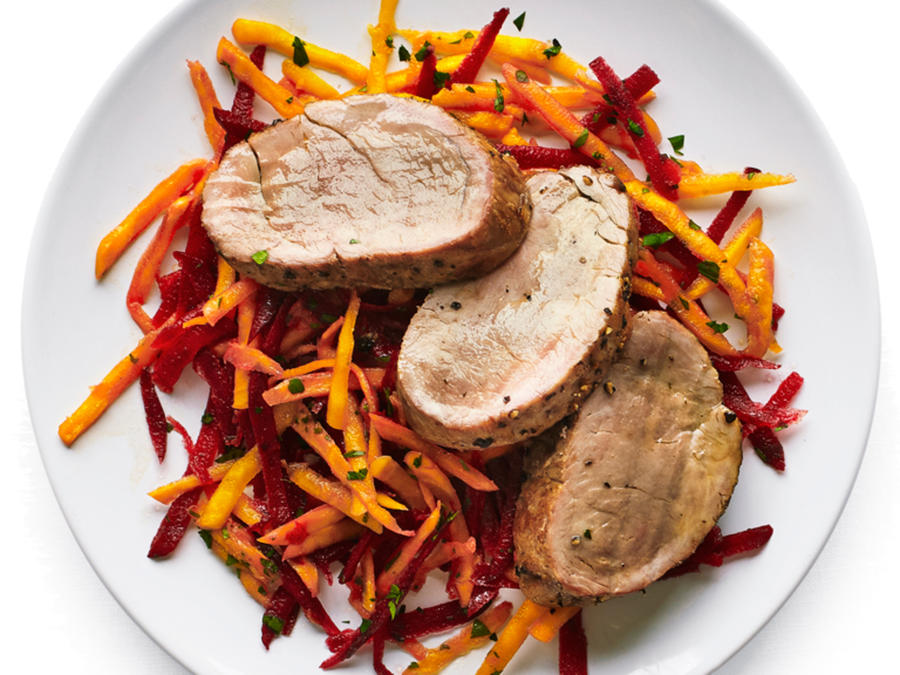 Pork Tenderloin with Crunchy Beet Slaw Recipe - Sunset Magazine