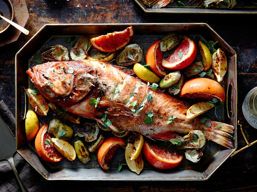 Roasted Rockfish with Artichokes, Citrus, and Lemon-Caper Browned Butter-image