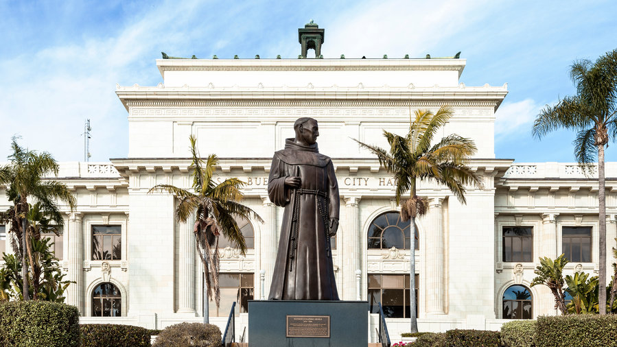 Statue of Juniper Serra in front of City Hall in Ventura, California