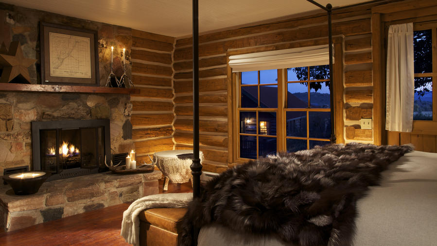 Inside the cozy cabins at Brush Creek Ranch in Wyoming