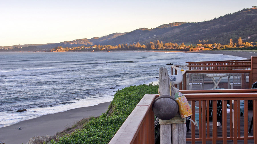 Cozy cabins overlook the ocean at White Rock Resort in Smith River, CA