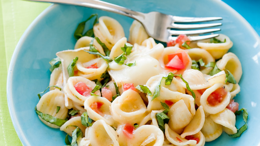 Orecchiette with Mushrooms, Arugula, Tomatoes, and Brie