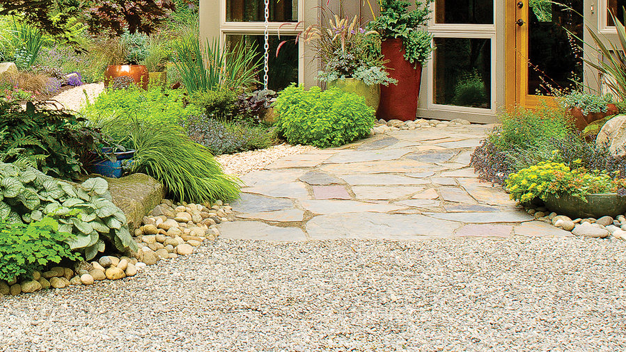 Landscaping with stone - different colors for decorative purposes