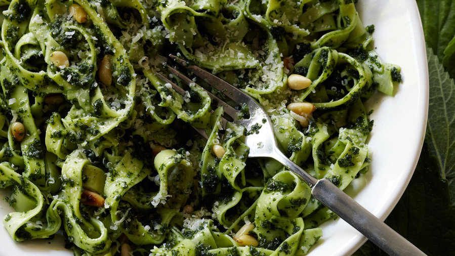 Tagliatelle with Nettle and Pine Nut Sauce