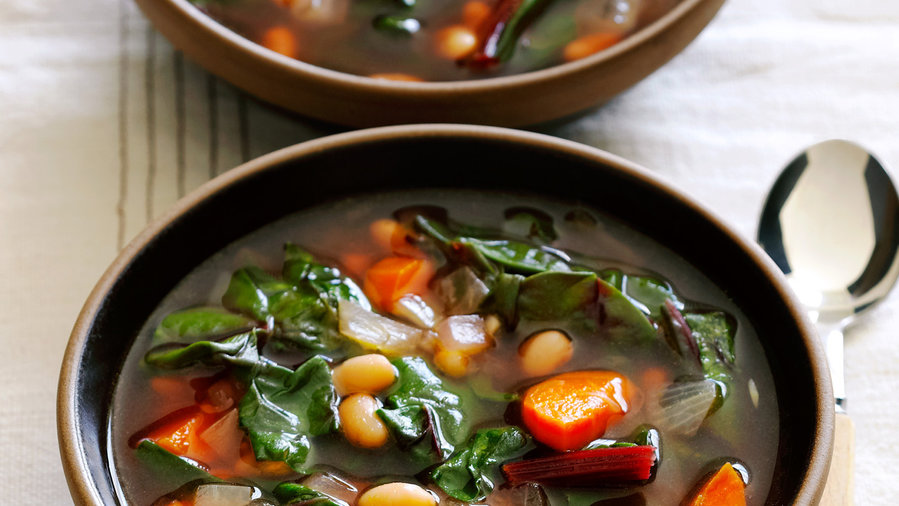 Ruby Swiss Chard and White Bean Soup