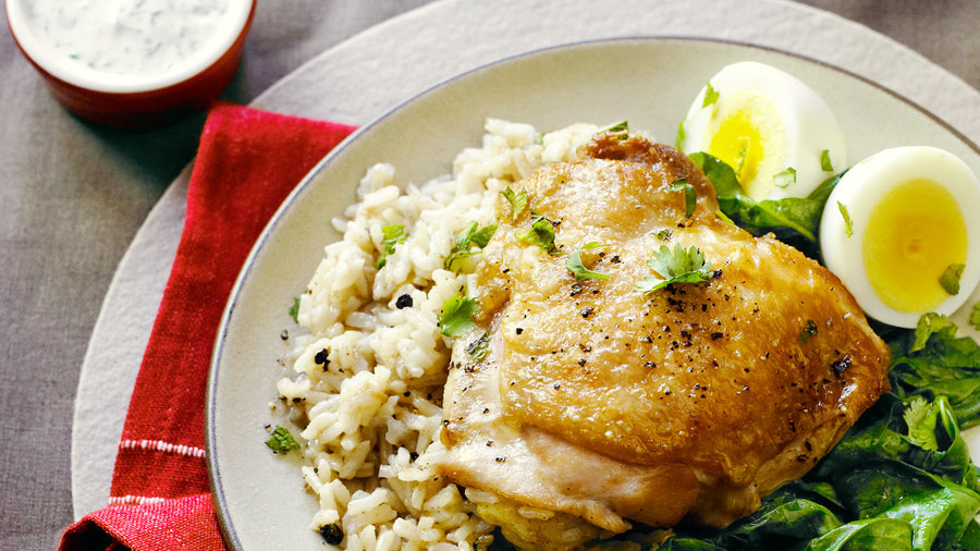 Spiced Chicken Pilaf with Eggs