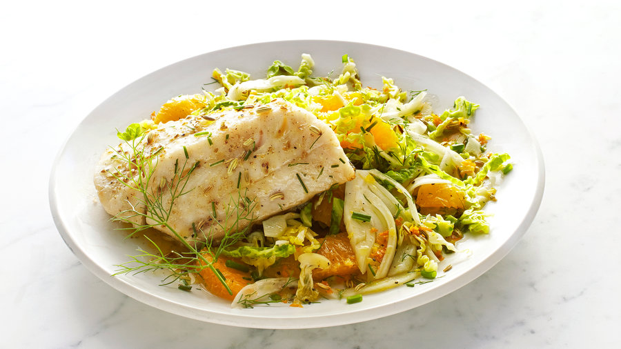 Sablefish with Savoy Cabbage and Fennel Slaw