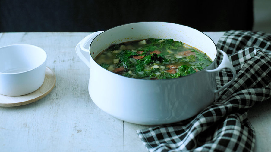 Red Russian Kale and Chorizo Soup (Caldo Verde) (0215)