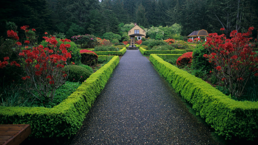 The botanical gardens at Shore Acres State Park in Coos Bay, Oregon