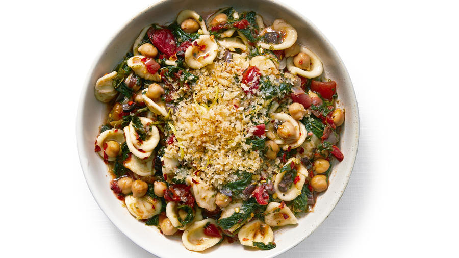 Chickpea and Spinach Orecchiette with Crispy Lemon Bread Crumbs Chickpea and Spinach Orecchiette with Crispy Lemon Bread Crumbs