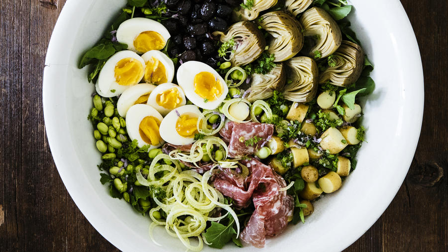 Spring Salads: Composed Mediterranean Salad (0418)