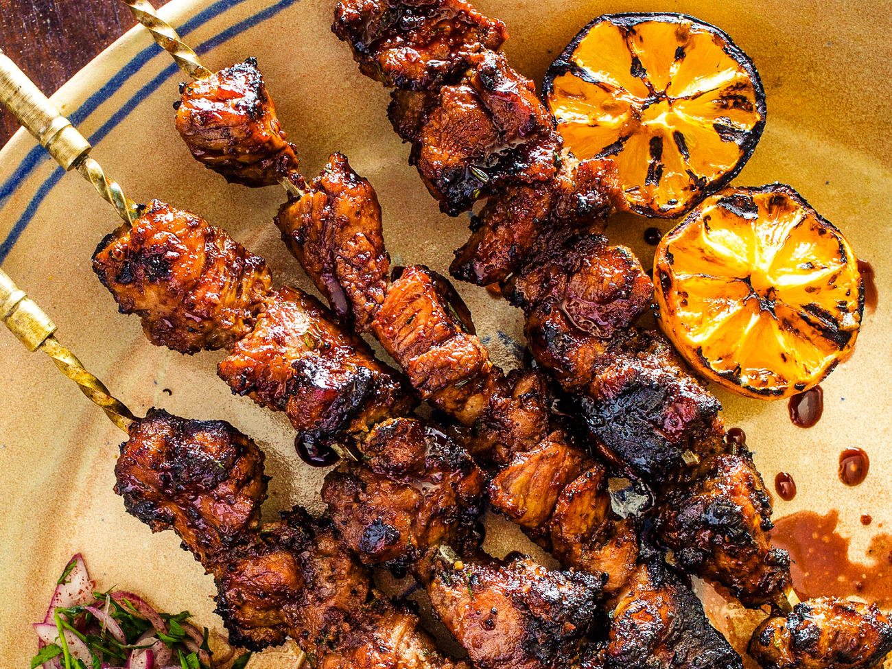 Pomegranate-Glazed Pork Skewers with Dill-Onion Marinade Recipe ...