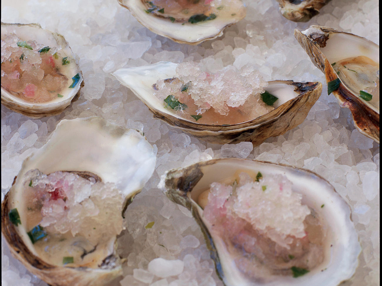 Oysters on the HalfShell with Grapefruit Granita Recipe Sunset Magazine