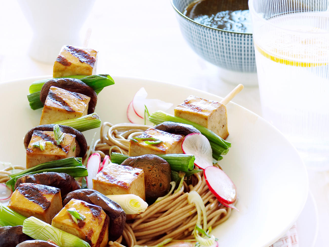 Japanese Tofu Skewers on Soba Recipe Sunset Magazine