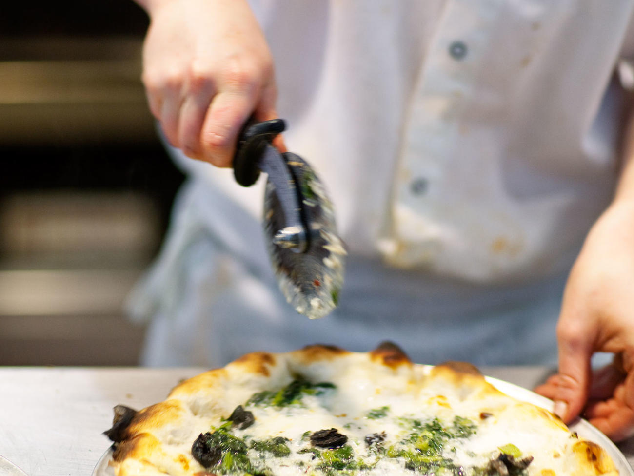 Outdoor Pizza Oven Charred Broccoli Rabe, Pecorino, and Anchovy Pizza Recipe