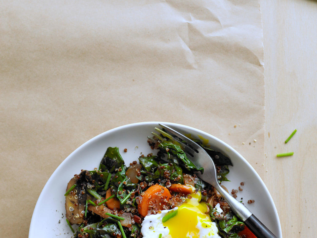 Red Quinoa Bowl with Swiss Chard & Poached Egg Recipe Sunset Magazine