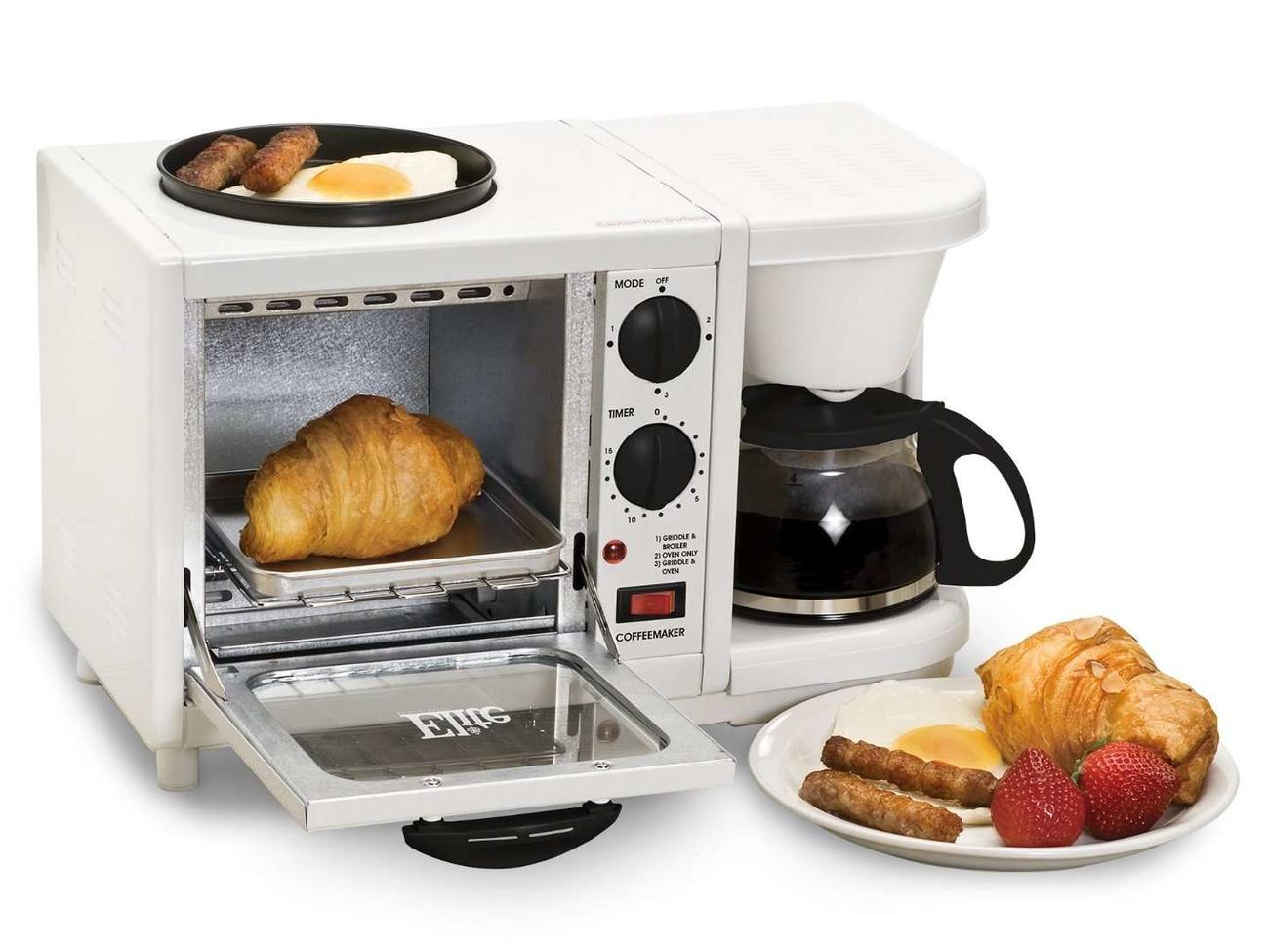 Nostalgia Toaster Oven Coffee Maker Combo Home Kitchen 3 in 1 Breakfast Station