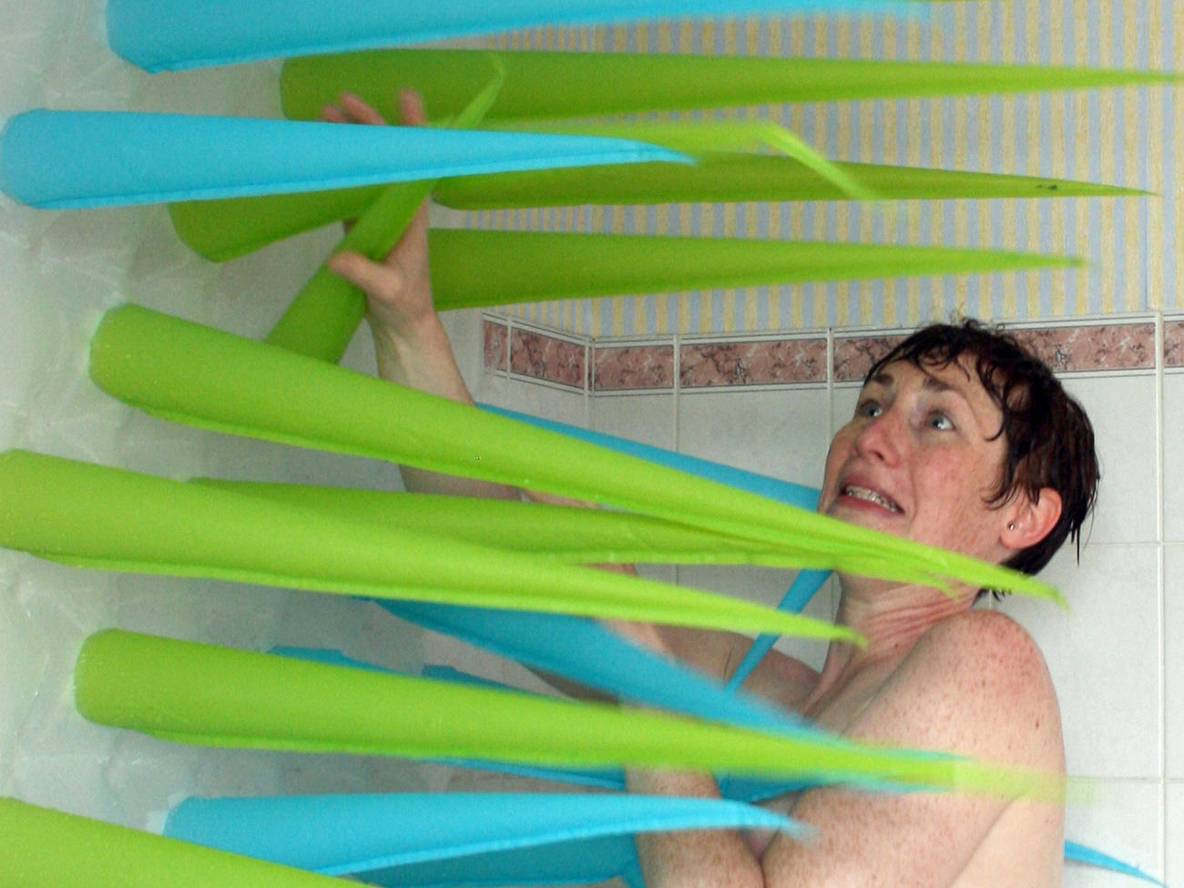 Could this inflatable shower curtain scare you into saving water?
