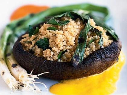 Grilled Portabellas with Couscous Recipe – Sunset Magazine