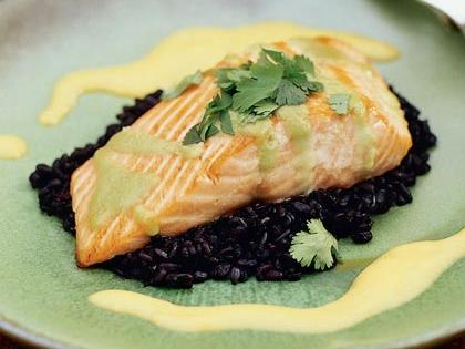 Seared Wasabi-Glazed Salmon with "Forbidden" Rice Recipe – Sunset Magazine