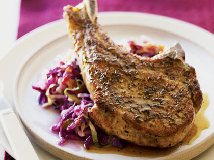 Pork Chops with Fresh Green and Red Cabbage Recipe – Sunset Magazine