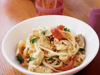 Linguine with Caramelized Artichokes & Prosciutto Recipe – Sunset Magazine