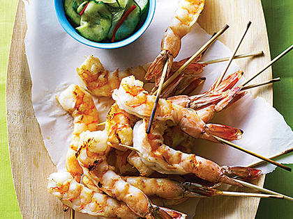 Sesame Shrimp with Cucumber-Soy Salad Recipe – Sunset Magazine