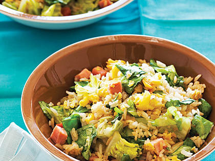 Lettuce Fried Rice with Easter Ham and Eggs Recipe