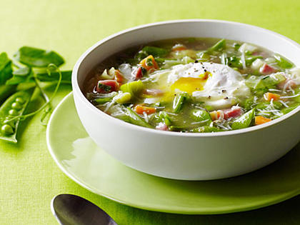 Snap Pea Minestrone with Poached Eggs Recipe – Sunset Magazine