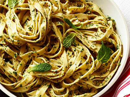 Fettuccine with Mint, Walnut, & Gorgonzola Pesto Recipe – Sunset Magazine