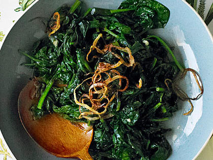 Spinach with Fried Shallots Recipe – Sunset Magazine